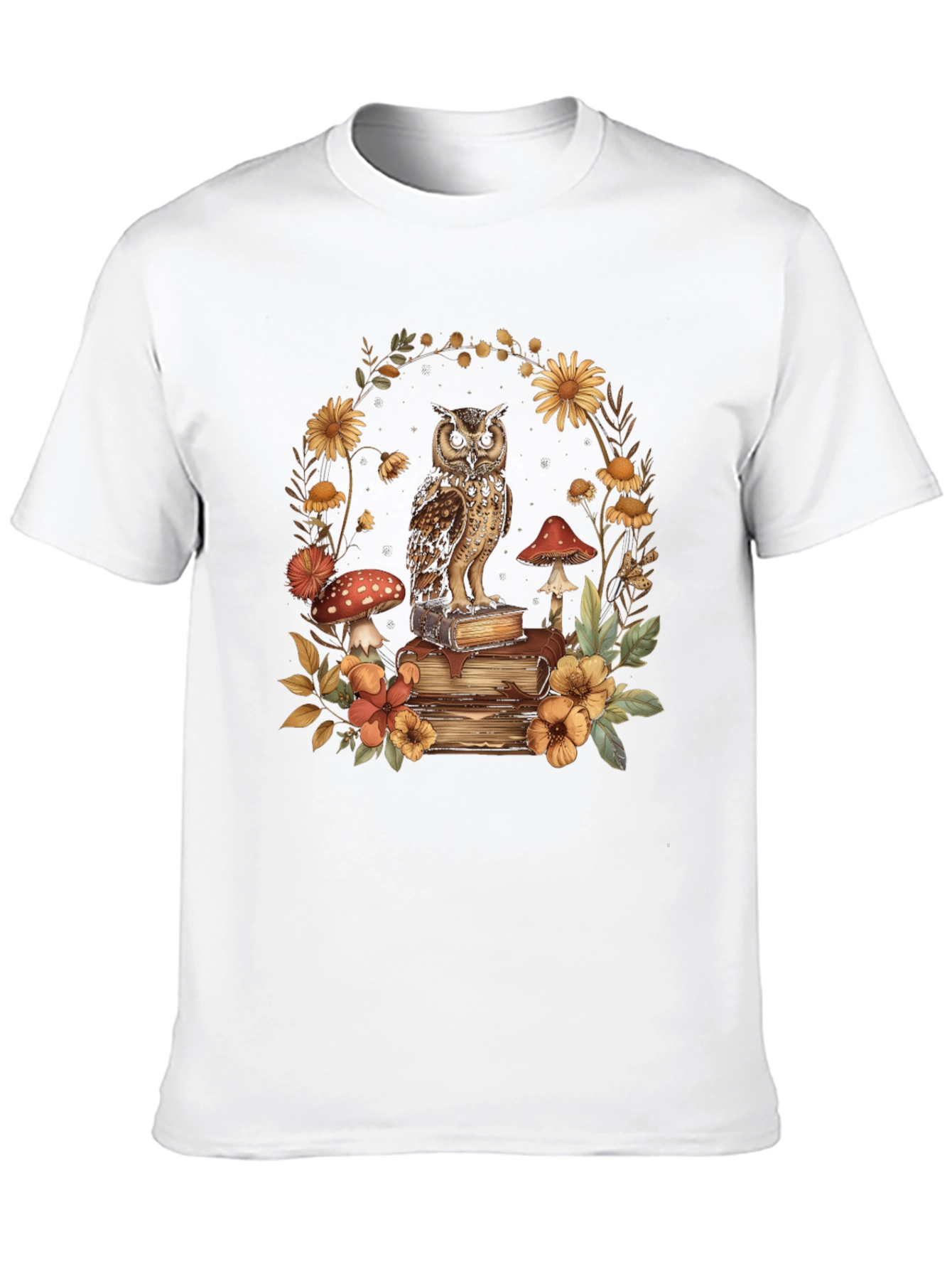 Owl & Books Graphic T-Shirt - Nature Lover Tee