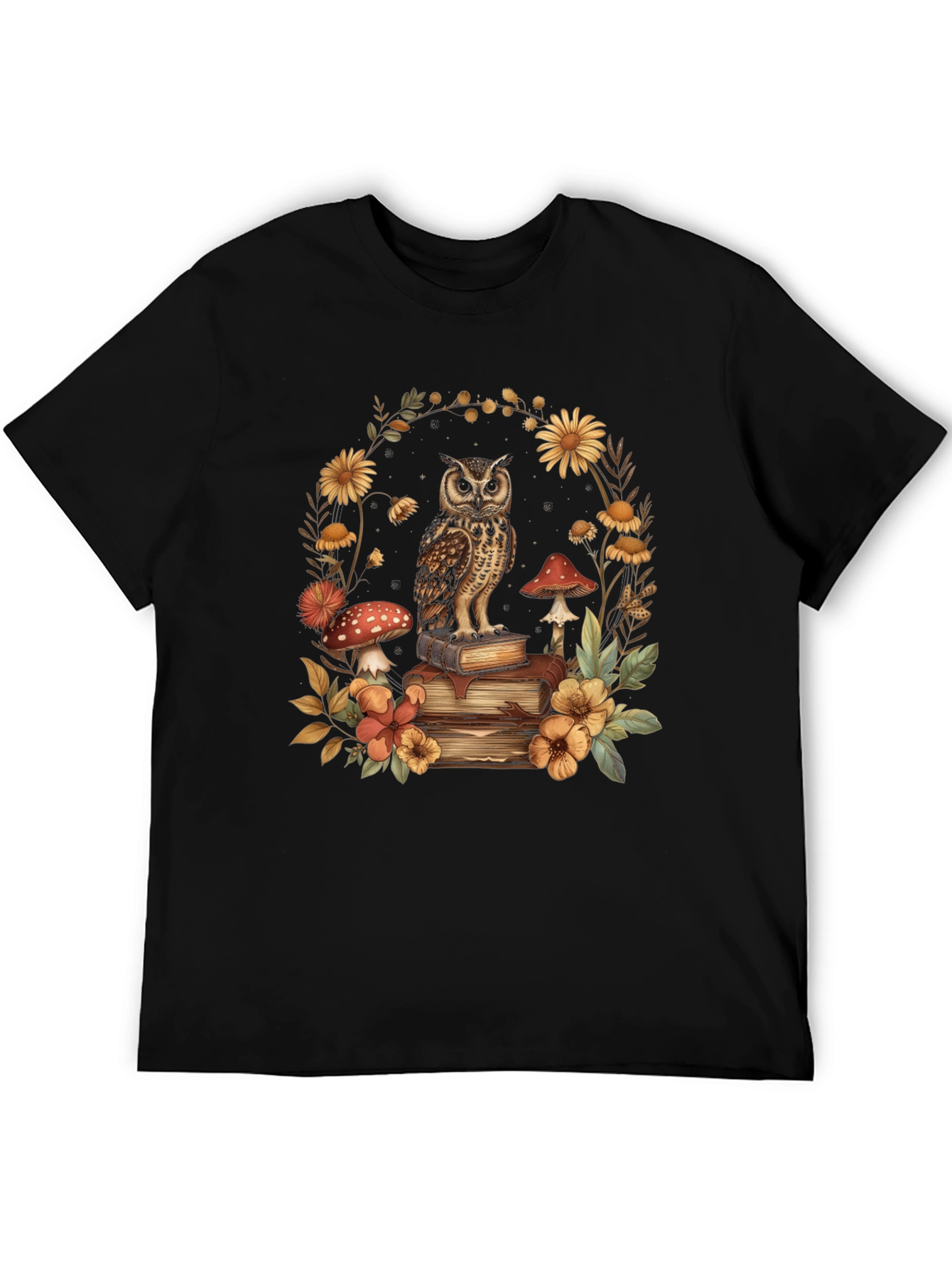 Owl & Books Graphic T-Shirt - Nature Lover Tee