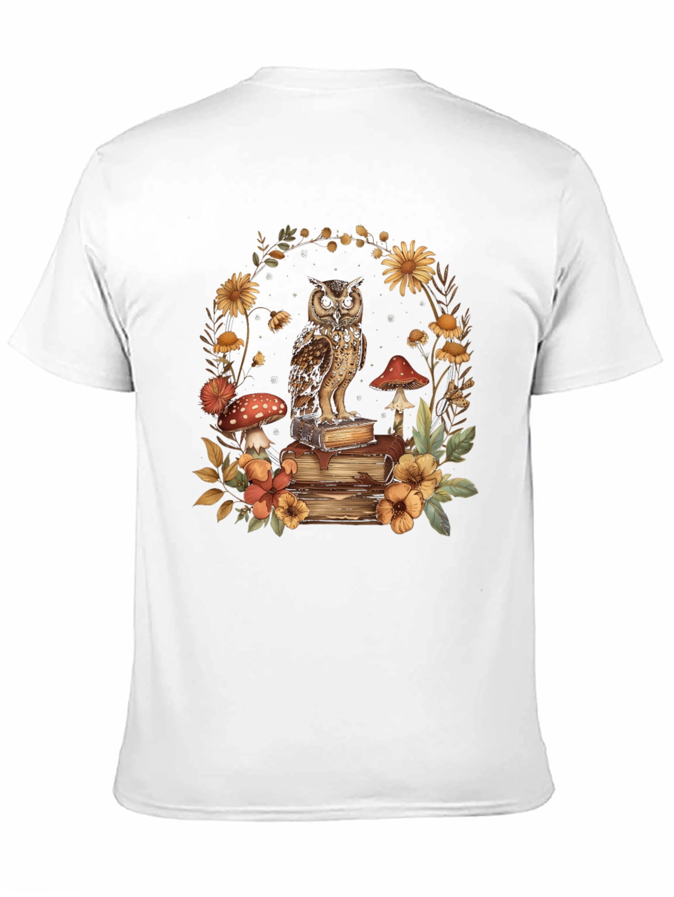 Owl & Books Graphic T-Shirt - Nature Lover Tee