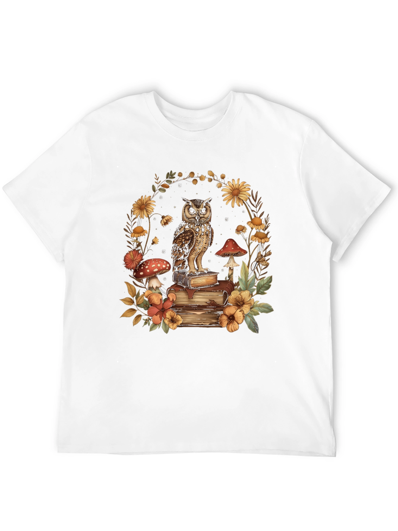 Owl & Books Graphic T-Shirt - Nature Lover Tee