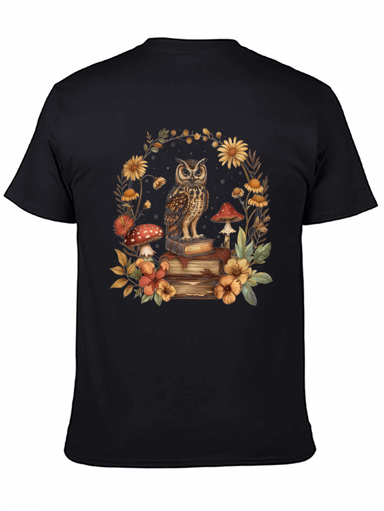 Owl & Books Graphic T-Shirt - Nature Lover Tee