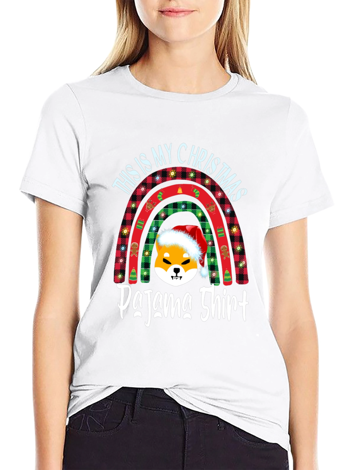 Christmas Pajama Shirt with Shiba Dog