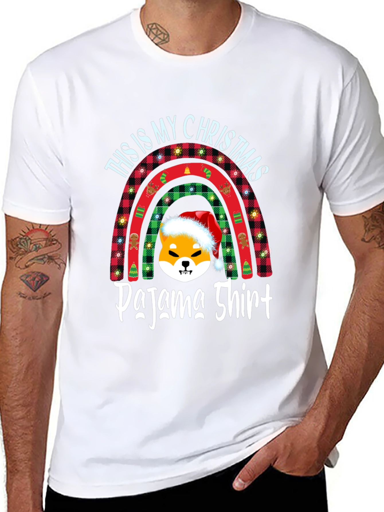 Christmas Pajama Shirt with Shiba Dog