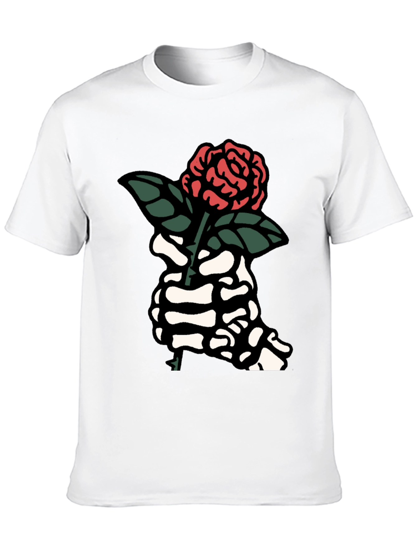 Skeleton Hand Rose Graphic Tee - Black