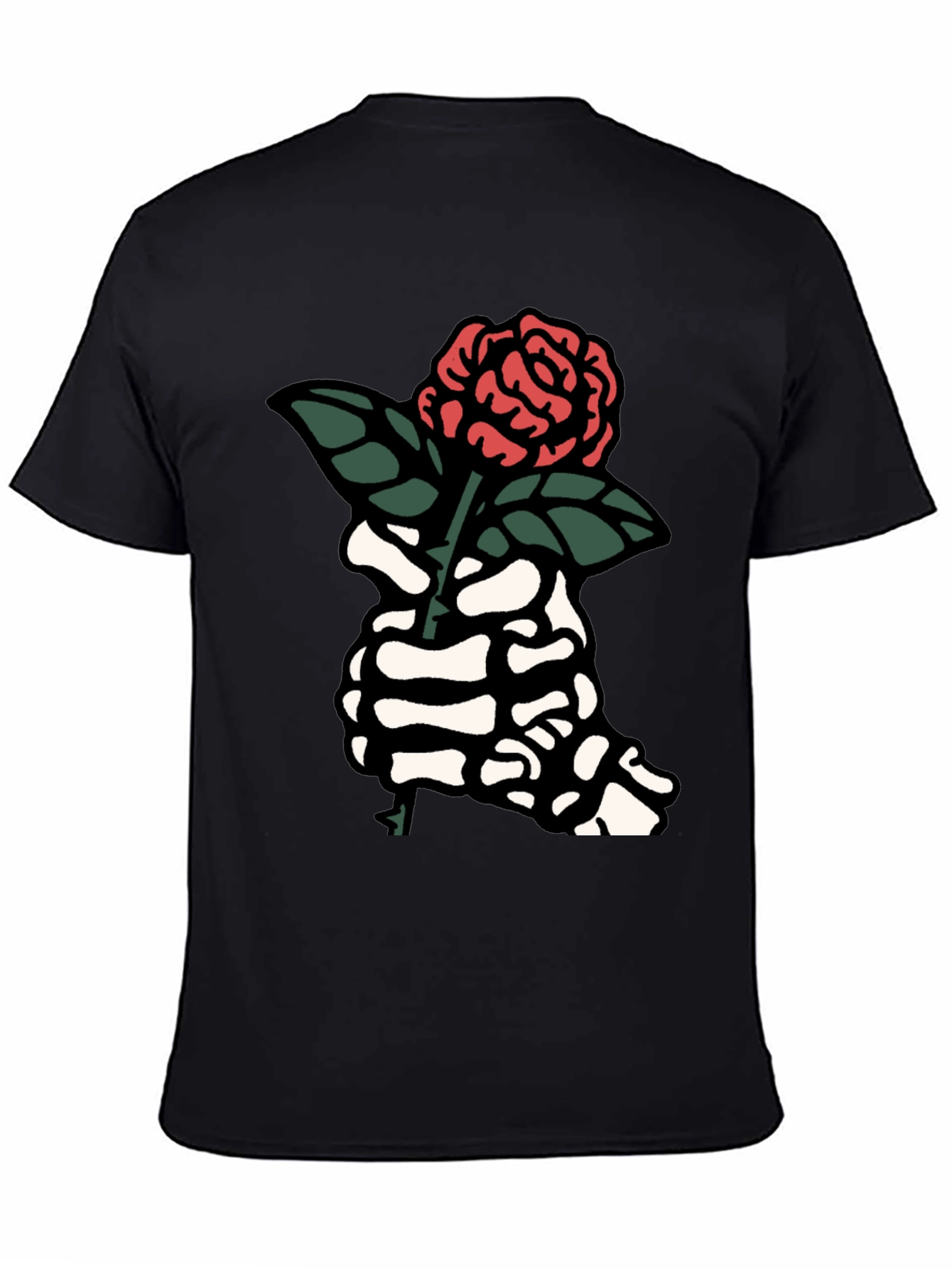 Skeleton Hand Rose Graphic Tee - Black