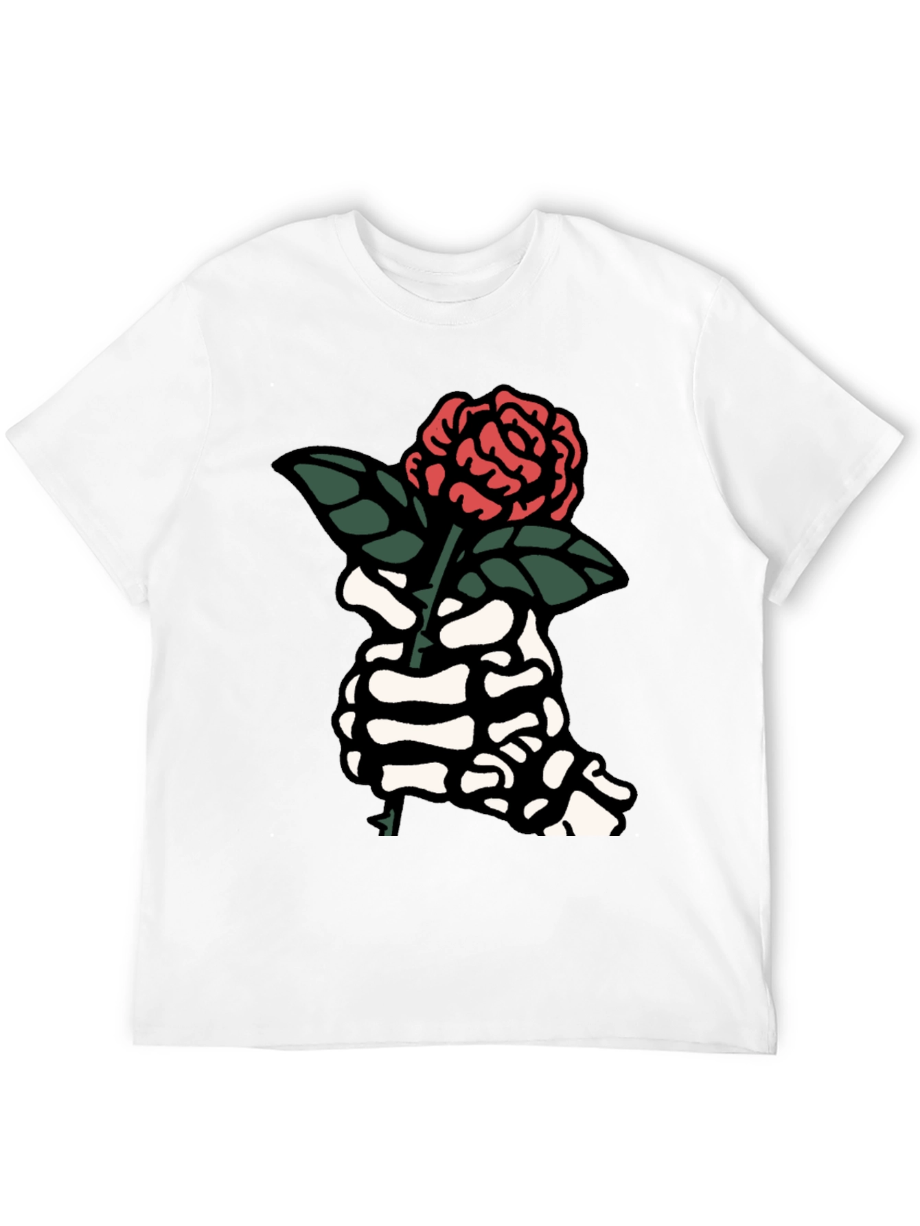 Skeleton Hand Rose Graphic Tee - Black
