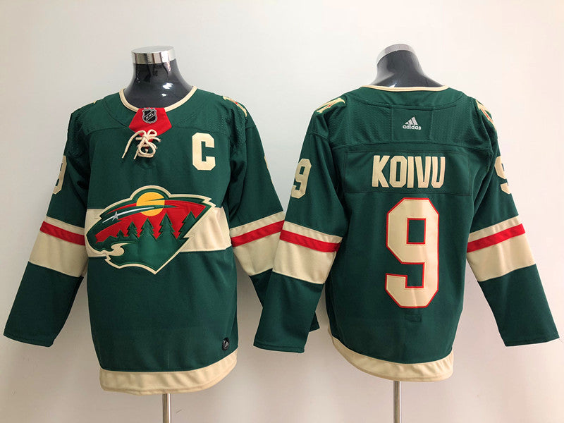 Men's Minnesota Wild Mikko Koivu #9 Green Home Breakaway Player Jerseys