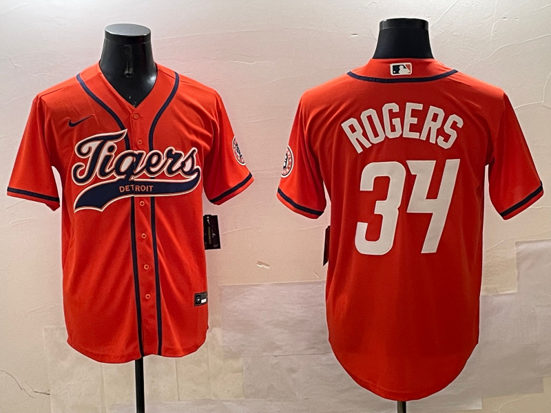 Men's Detroit Tigers Jake Rogers #34 Orange Replica Player Jerseys