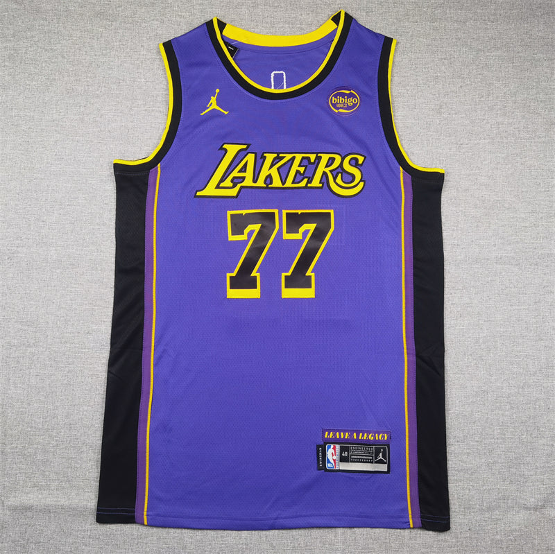 Men's Los Angeles Lakers Luka Doncic #77 Purple Swingman Jerseys - Statement Edition