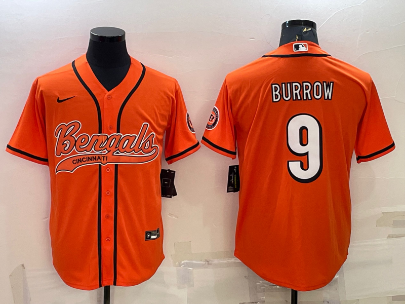 Men's Cincinnati Bengals Joe Burrow #9 Orange Fashion Game Jerseys