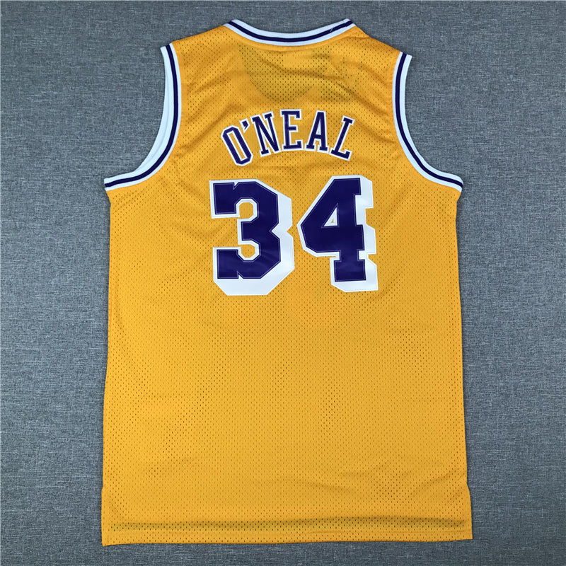 Men's Los Angeles Lakers Shaquille O'Neal #34 Yellow 1996-97 Classics Jerseys