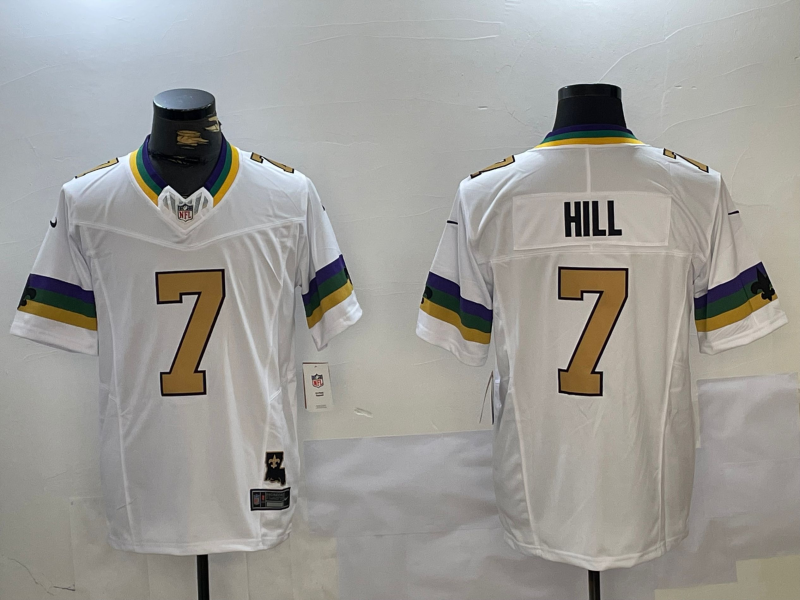 Men's New Orleans Saints Taysom Hill #7 White Fashion Game Jerseys