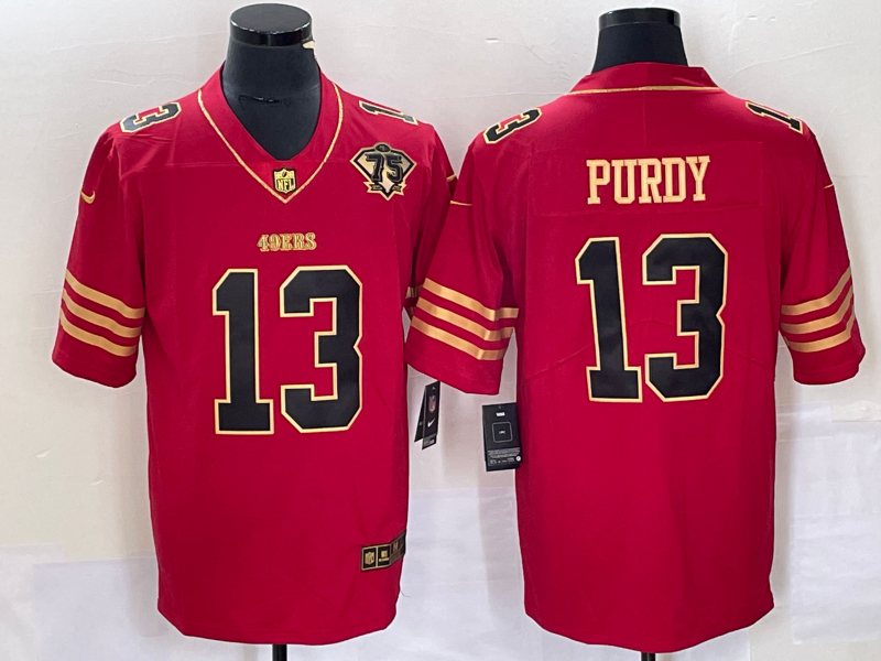 Men's San Francisco 49ers Brock Purdy #13 Red 75th Anniversary Game Jerseys