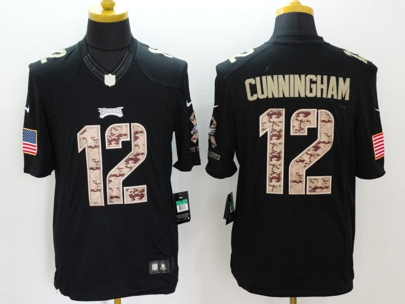 Men's Philadelphia Eagles Randall Cunningham #12 Black Game Player Jerseys