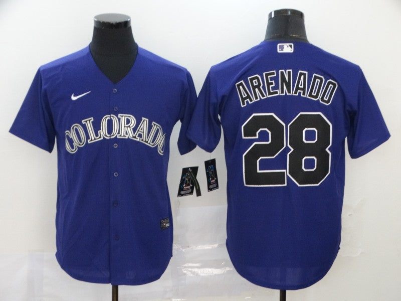 Men's Colorado Rockies Nolan Arenado #28 Purple Replica Baseball Jerseys