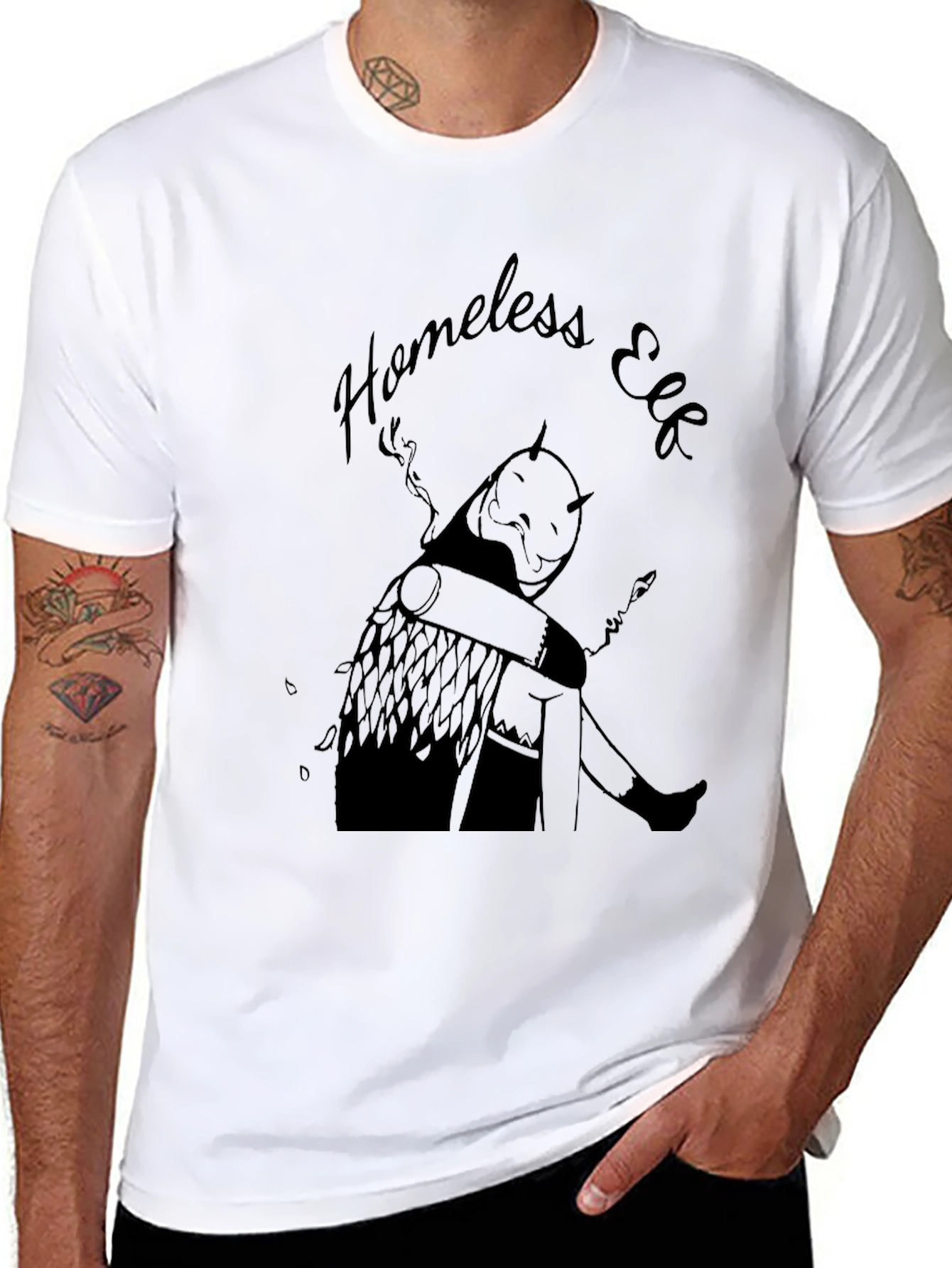 Homeless Elf Graphic T-Shirt - Black Unique Design