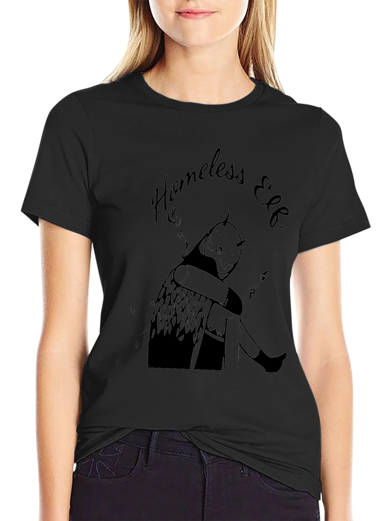 Homeless Elf Graphic T-Shirt - Black Unique Design
