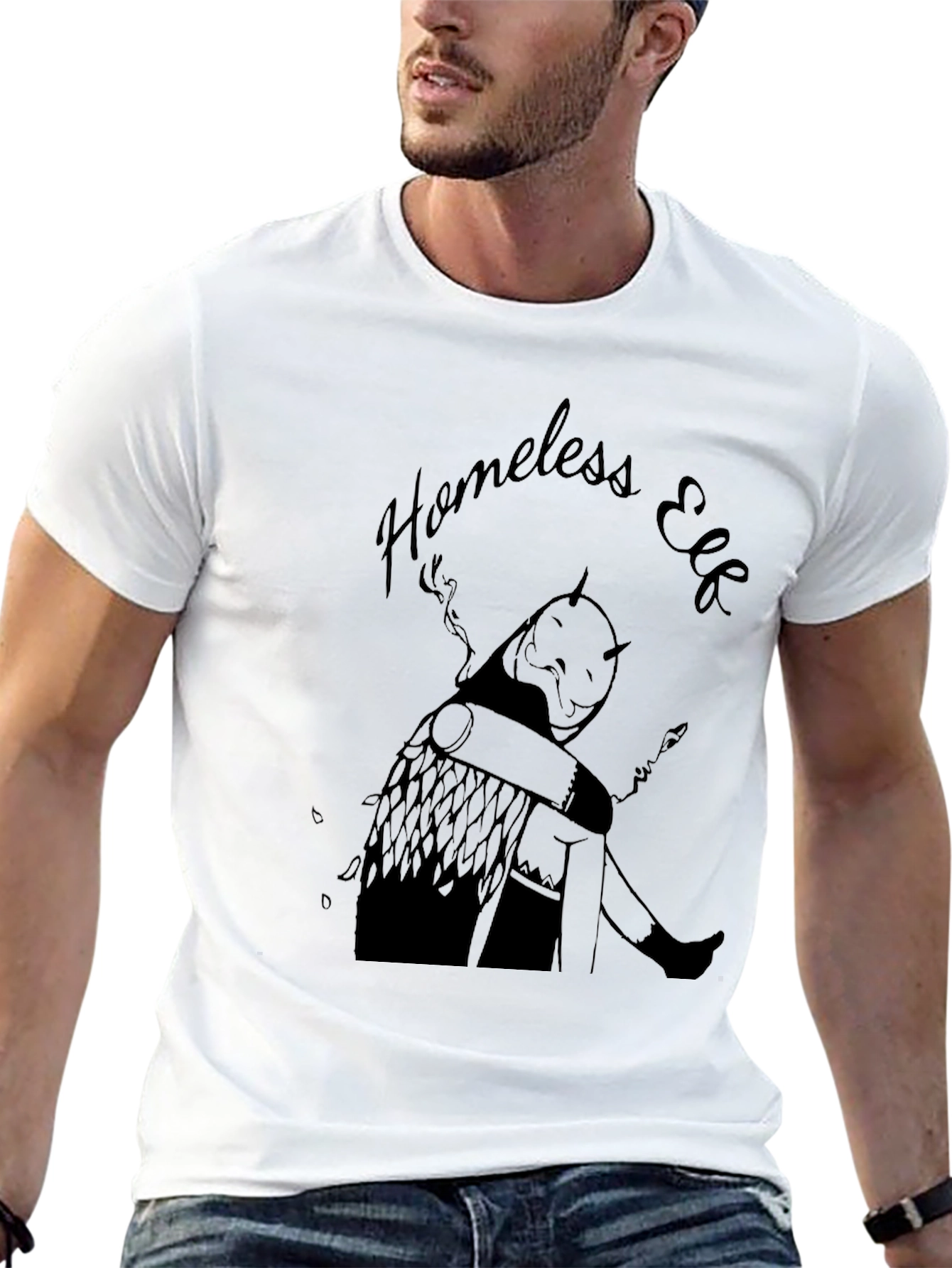 Homeless Elf Graphic T-Shirt - Black Unique Design