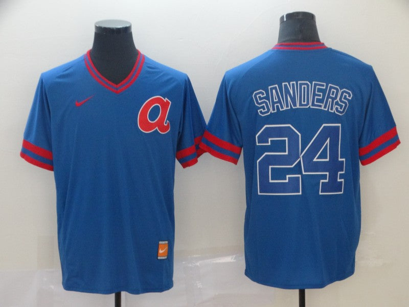 Men's Atlanta Braves Deion Sanders #24 Blue Replica Player Jerseys