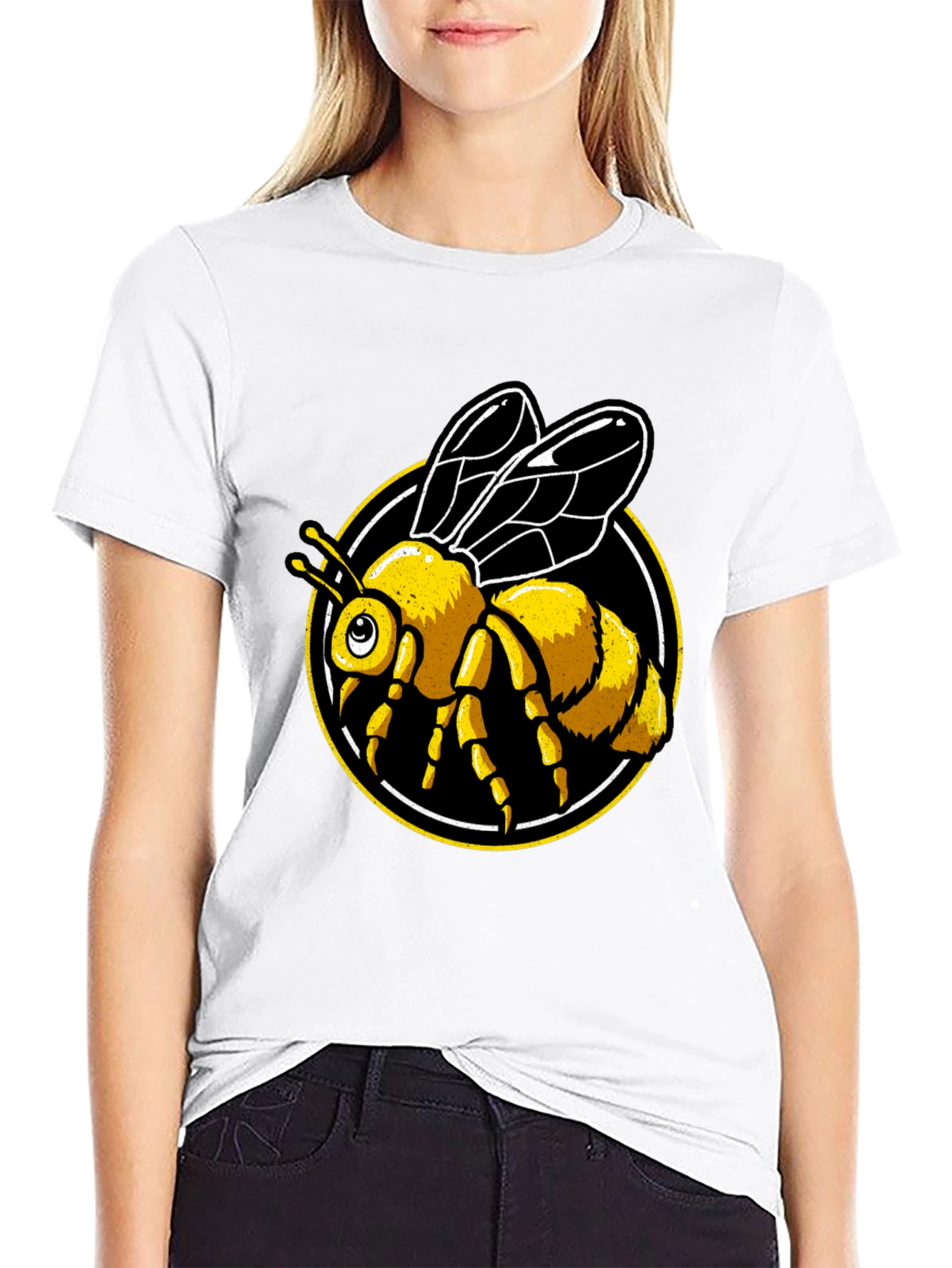 Bee Graphic Tee - Black Cotton T-Shirt