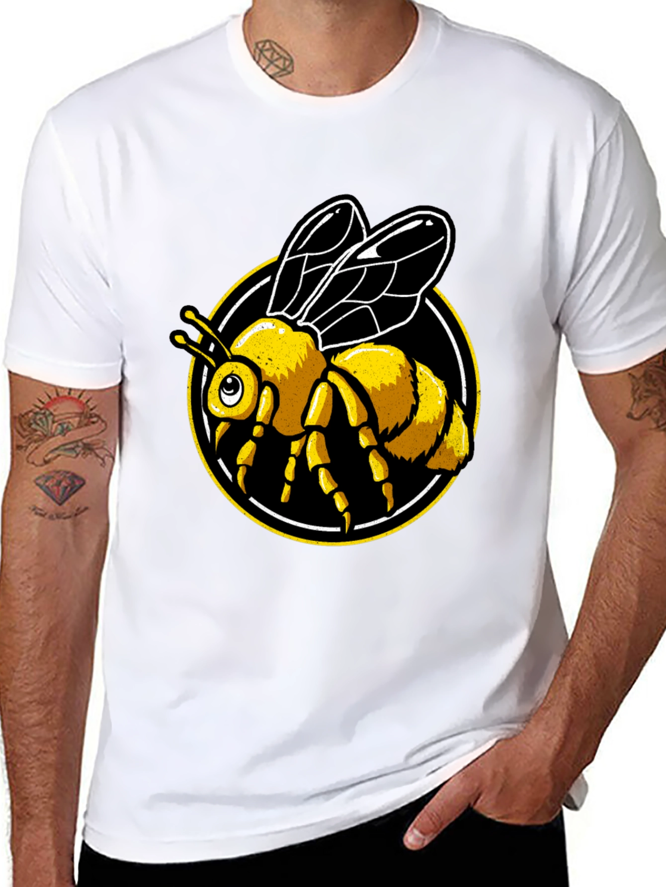 Bee Graphic Tee - Black Cotton T-Shirt