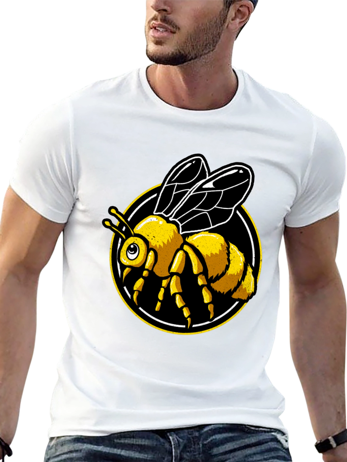 Bee Graphic Tee - Black Cotton T-Shirt