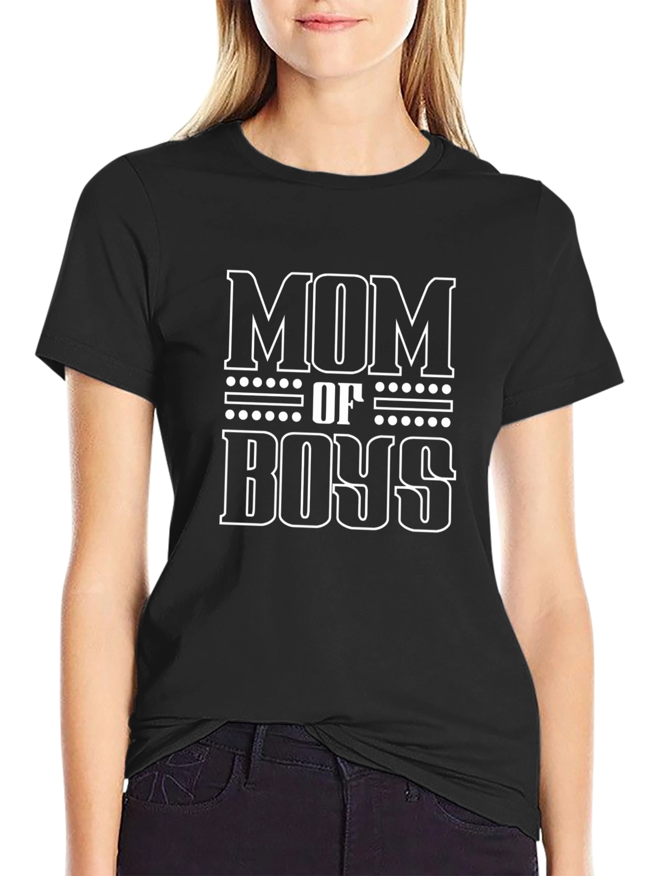 Mom of Boys Black Graphic T-Shirt