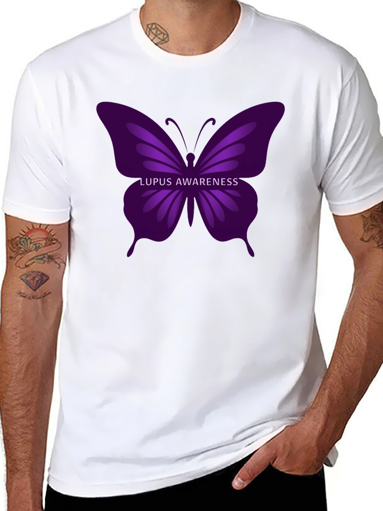 Lupus Awareness Butterfly T-Shirt - Purple Design