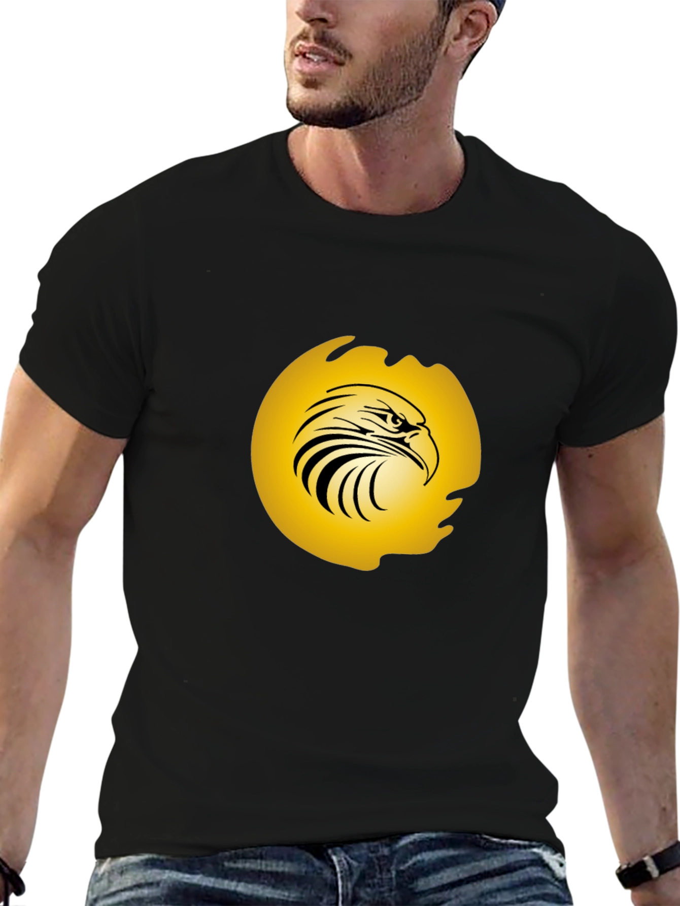 Mens Black Eagle Graphic Tee - Bold & Stylish