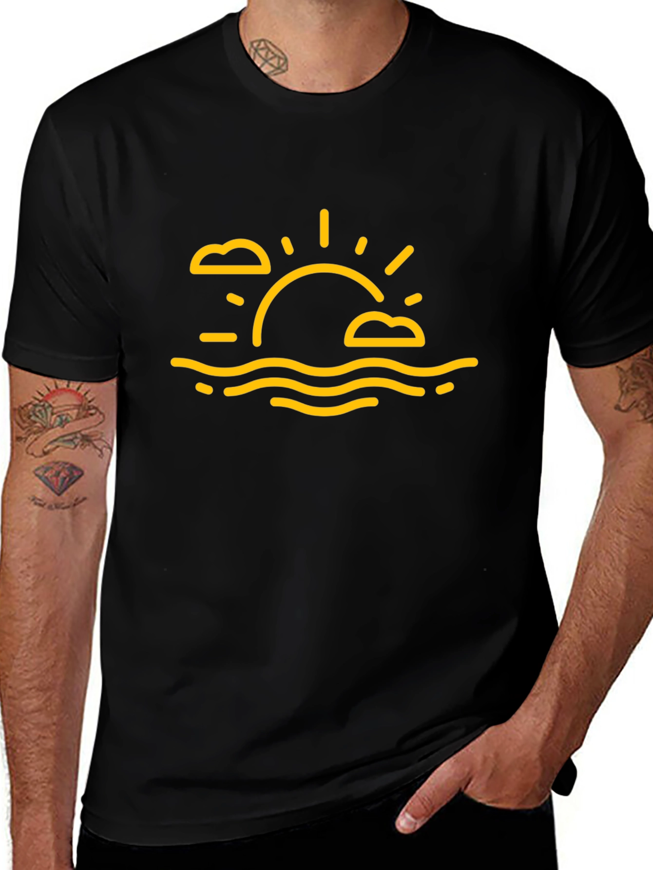 Sunset Graphic Tee - Relaxed Fit Black T-Shirt
