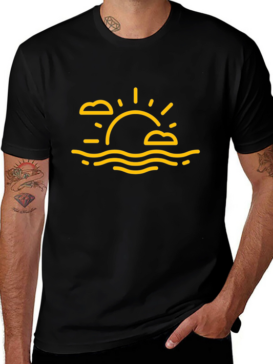 Sunset Graphic Tee - Relaxed Fit Black T-Shirt