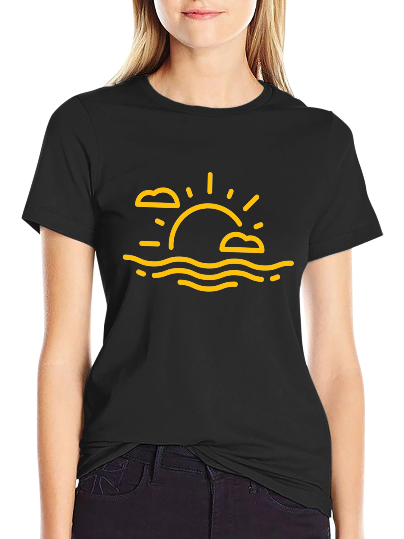 Sunset Graphic Tee - Relaxed Fit Black T-Shirt
