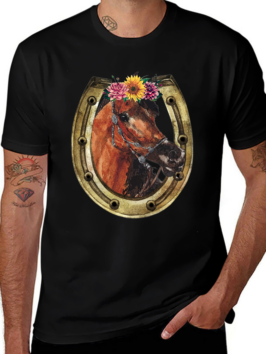 Horse & Horseshoe Graphic Tee - Western Style