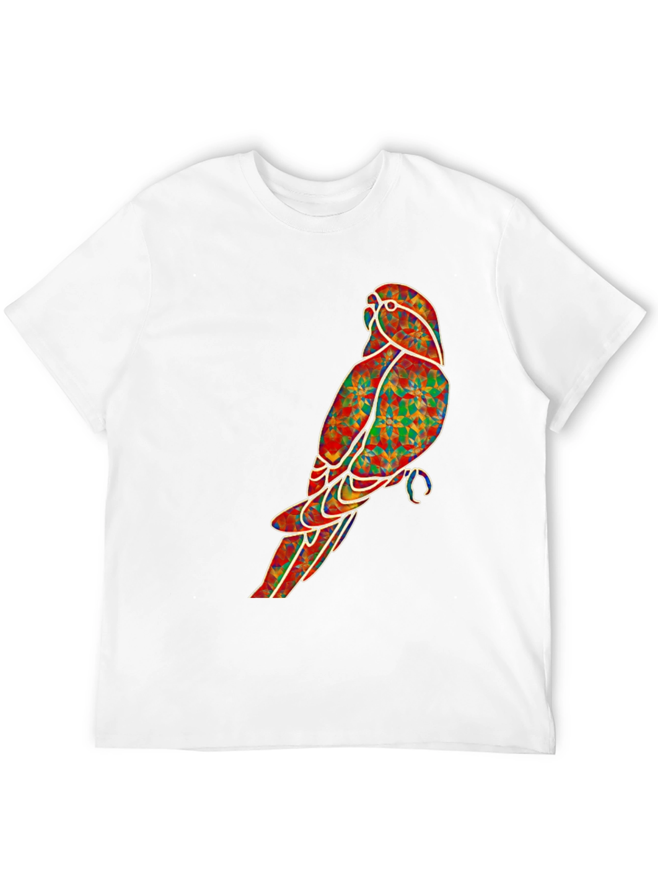 Geometric Parrot Graphic Tee - Black Cotton T-Shirt