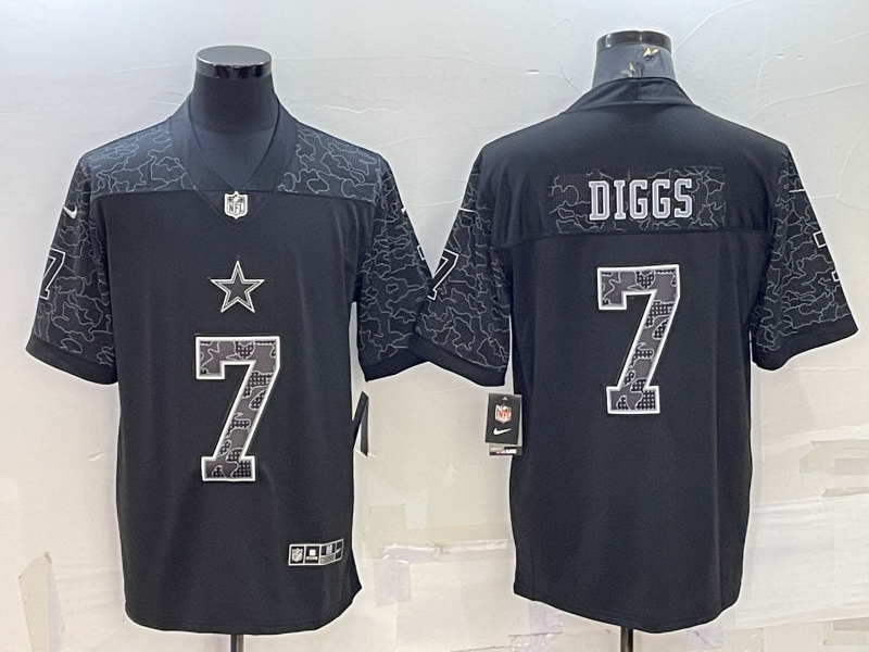 Men's Dallas Cowboys Trevon Diggs #7 Black RFLCTV Limited Jerseys
