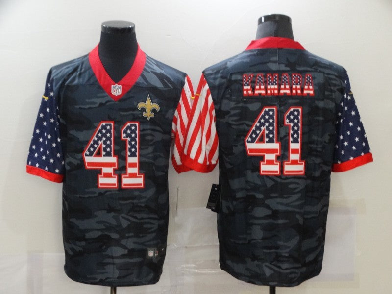 Men's New Orleans Saints Alvin Kamara #41 Gray Camouflage Game Player Jerseys