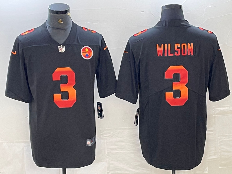 Men's Pittsburgh Steelers Russell Wilson #3 Black Player Game Jerseys