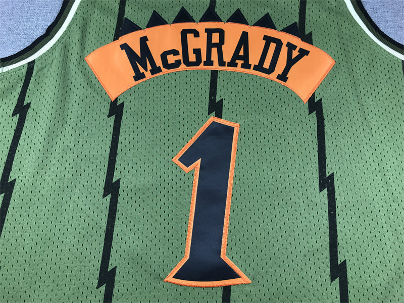 Men's Toronto Raptors Tracy McGrady #1 Army Green 1998-99 Hardwood Classics Swingman Jerseys