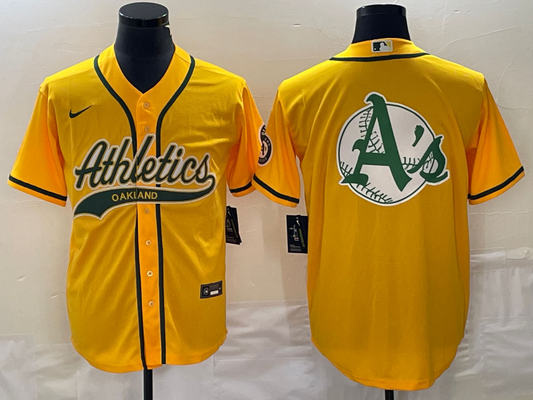 Men's Oakland Athletics Gold Replica Team Jerseys Joint Edition