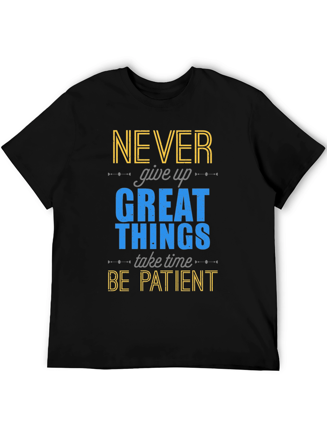Motivational Graphic Print T-Shirt - Never Give Up
