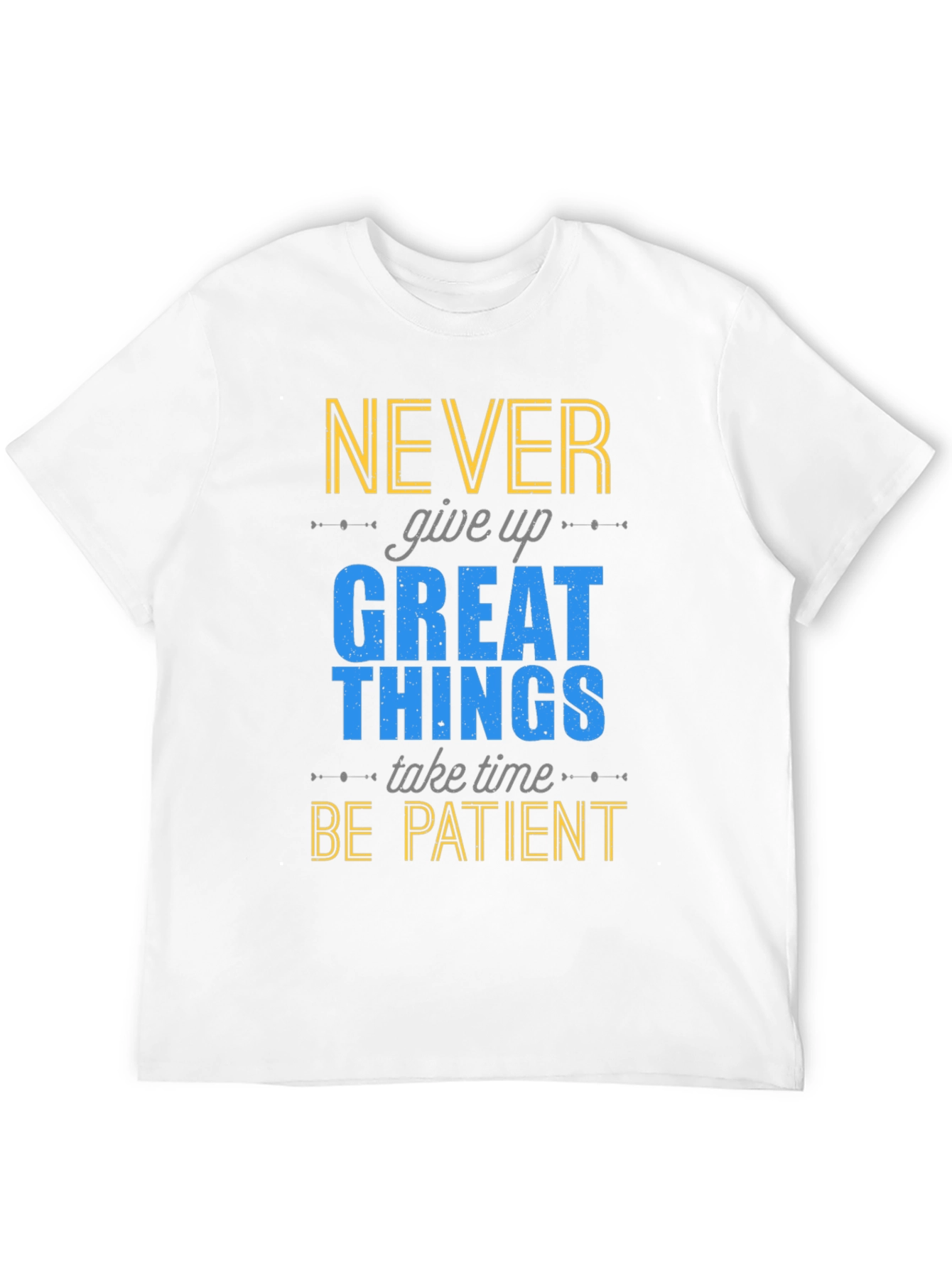 Motivational Graphic Print T-Shirt - Never Give Up