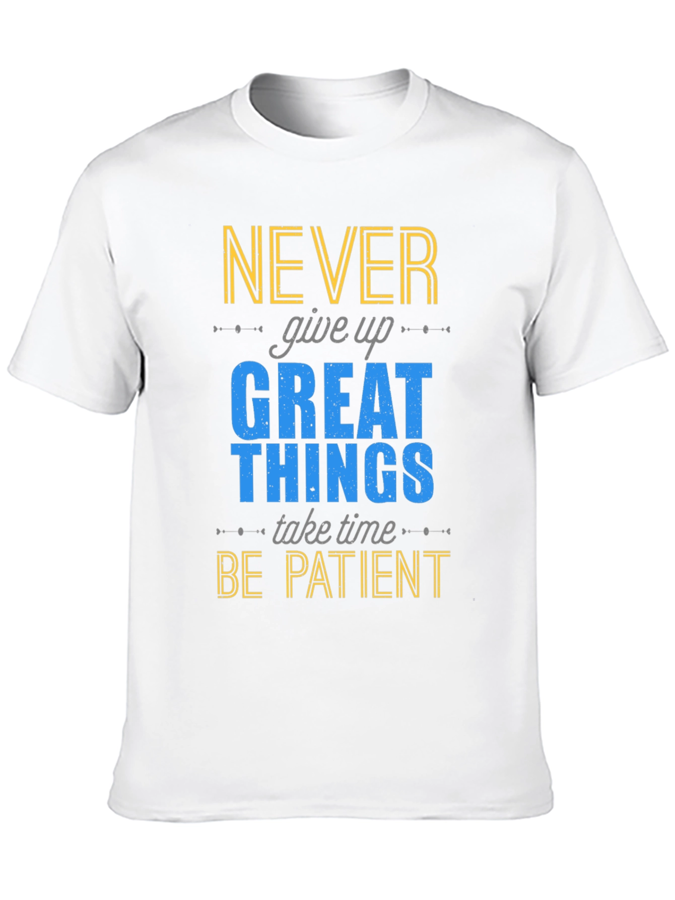 Motivational Graphic Print T-Shirt - Never Give Up