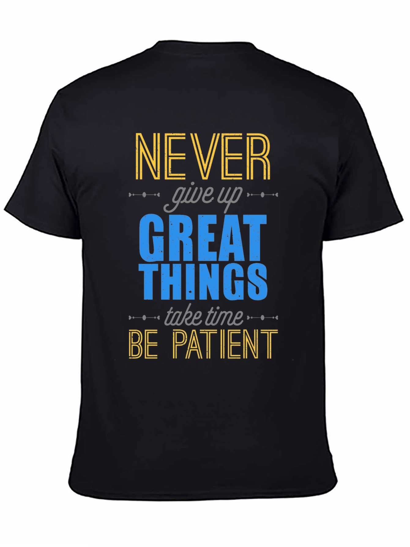 Motivational Graphic Print T-Shirt - Never Give Up