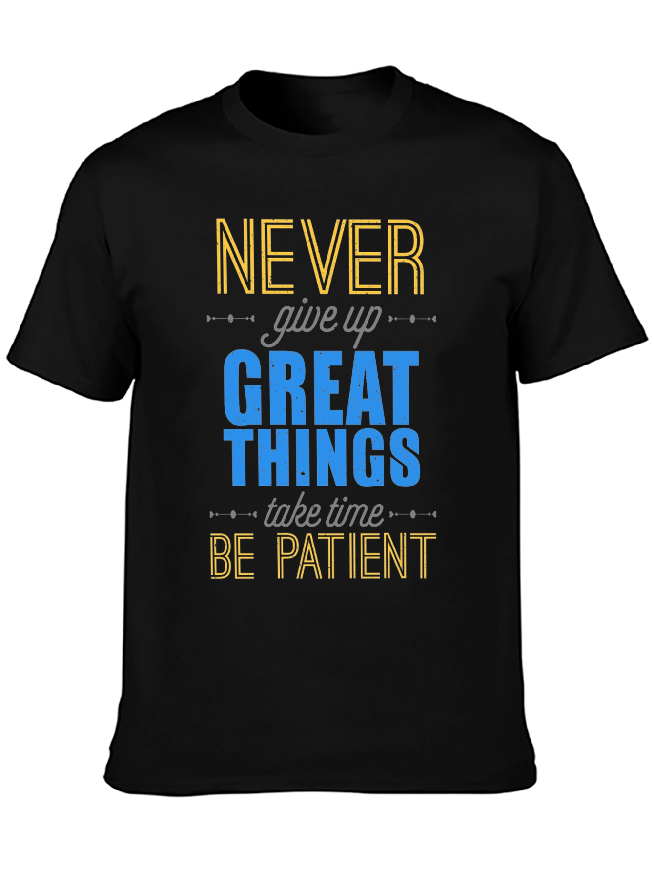 Motivational Graphic Print T-Shirt - Never Give Up
