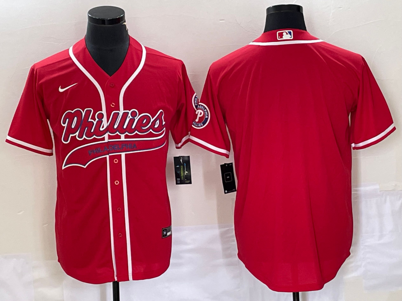 Men's Philadelphia Phillies Red Replica Blank Jerseys Joint Edition