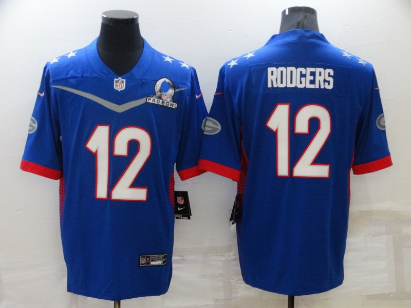 Men's Green Bay Packers Aaron Rodgers #12 Blue ALL STAR Game Jerseys
