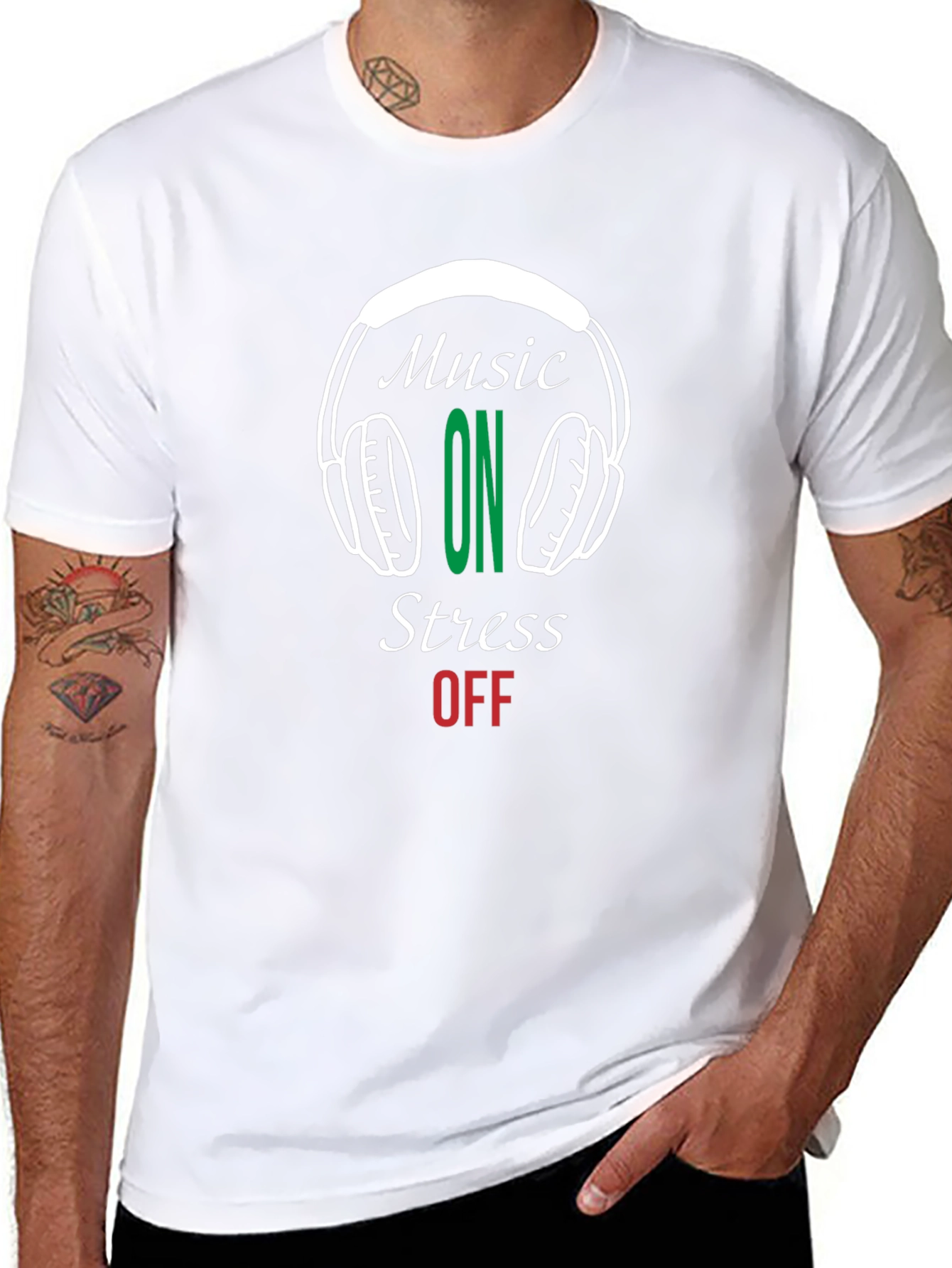 Music On Stress Off Graphic Tee