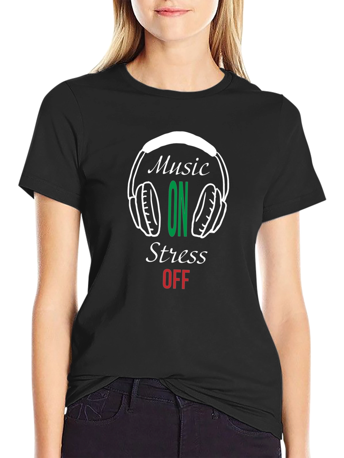 Music On Stress Off Graphic Tee