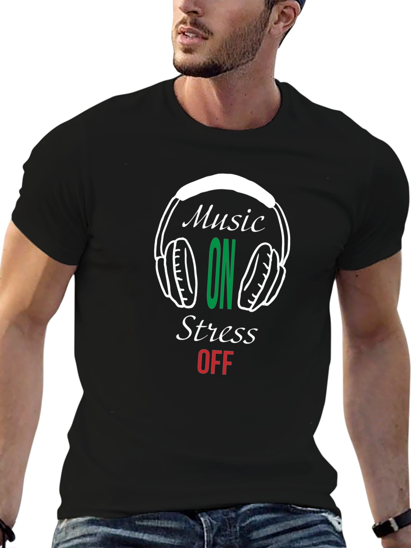 Music On Stress Off Graphic Tee