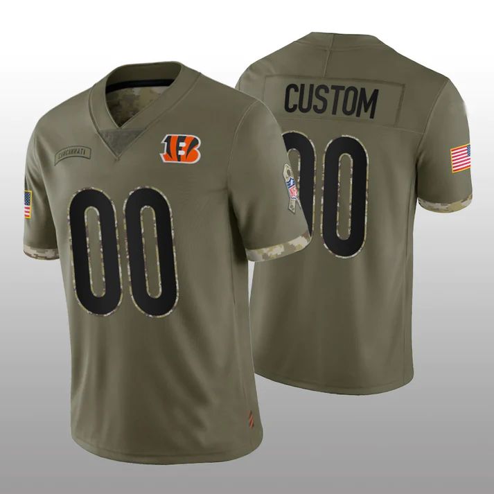 Custom1 Cincinnati Bengals Olive 2022 Salute To Service Limited Jerseys American Stitched Football Jerseys